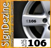 Peugeot 106 outline Wheel Graphic sticker decal