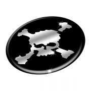 3D Domed Gel Skull and X Bones Wheel Center, Resin Badges Over-Stickers Decals Set of 4