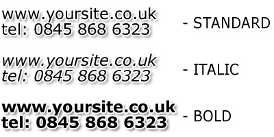 Web Address and Telephone number Stickers